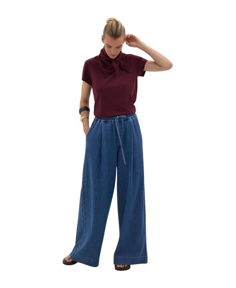 Women's Minna Slim Fit Scarf Detail Slub T-Shirt