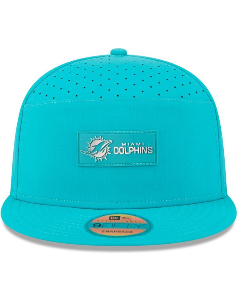 Men's Aqua Miami Dolphins 2025 Sideline Split Panel 9FIFTY Snapback Hat