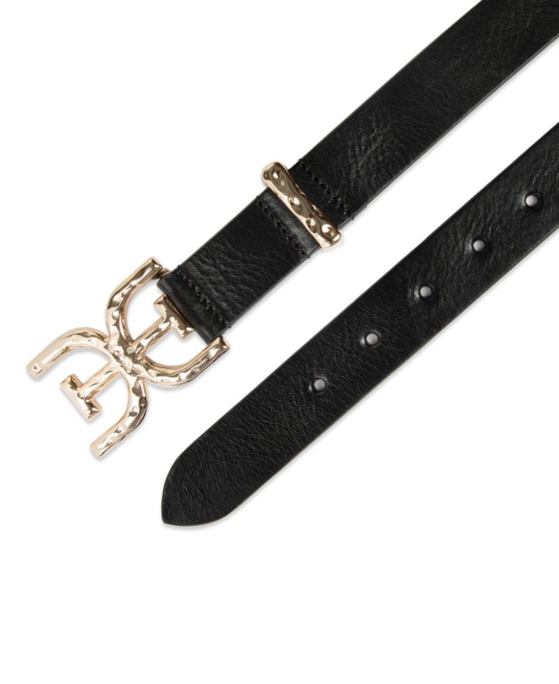 Women's Hammered Double-E Logo Plaque Buckle Belt