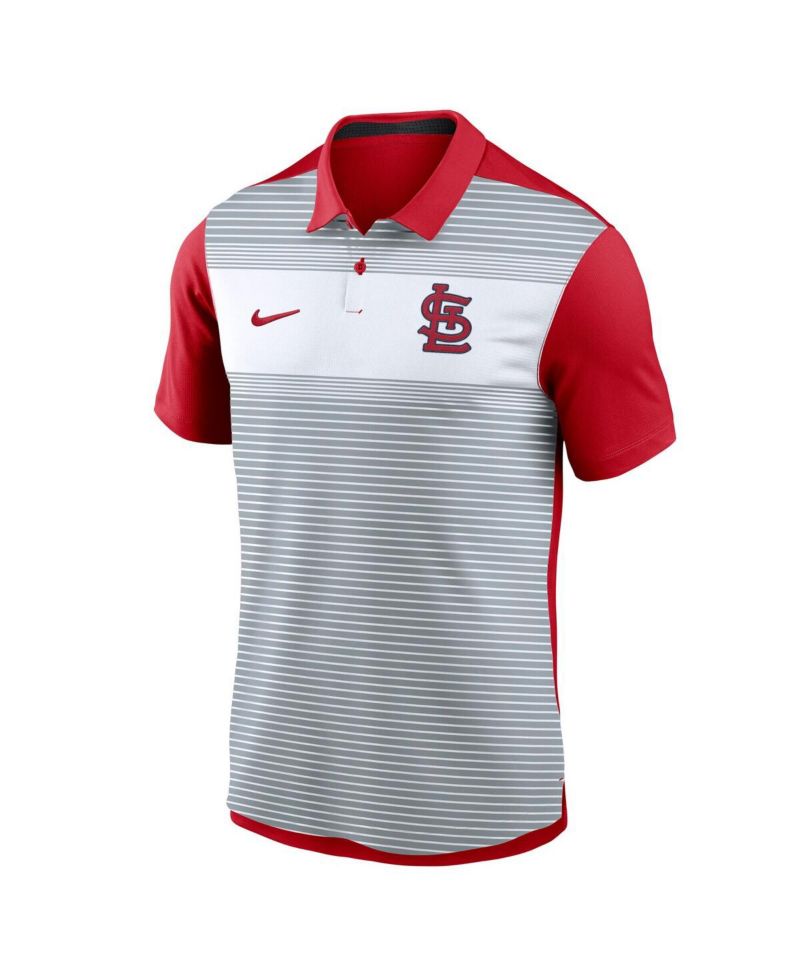Men's White/Red St. Louis Cardinals Vapor Striped Performance Polo Shirt