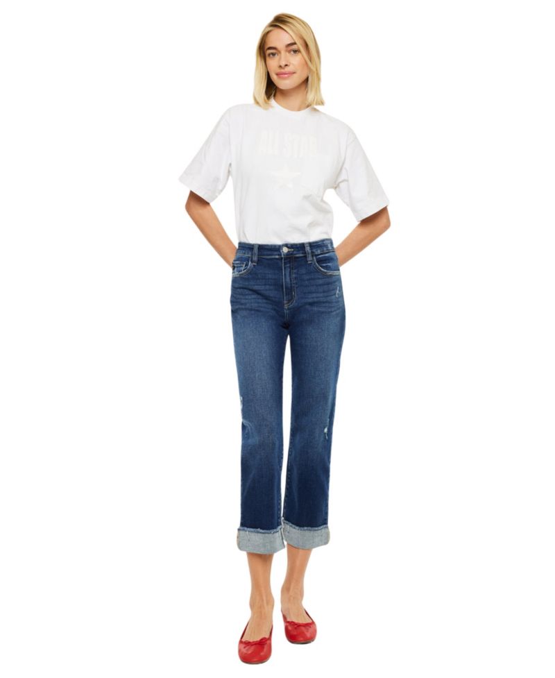 Women's High Rise Cropped Straight-Leg Jeans
