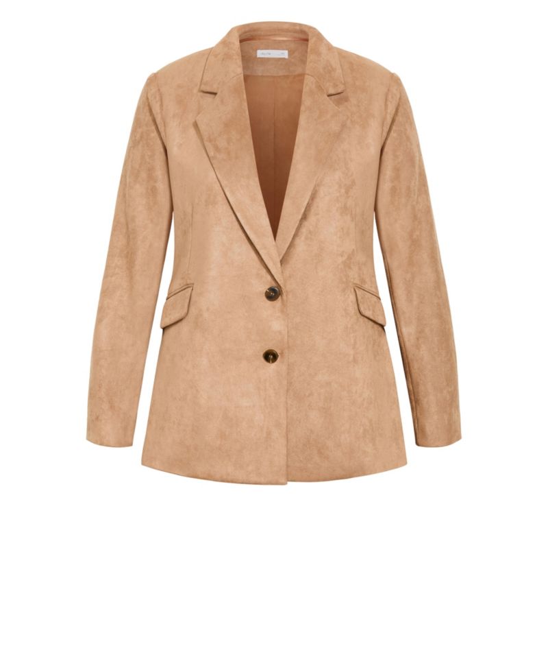 Plus Size Sara Faux Suede Hip-Length Blazer