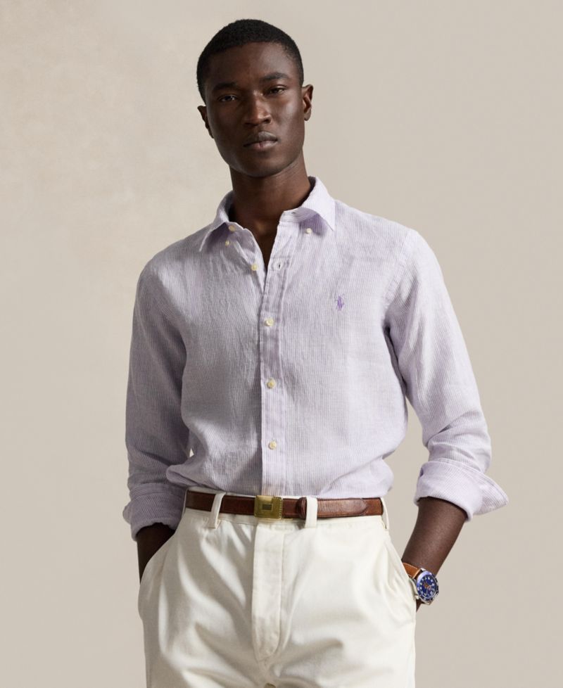 Men's Striped Linen Classic-Fit Shirt