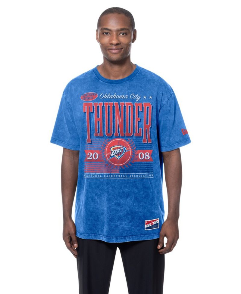 Men's Blue Oklahoma City Thunder Oversized Throwback Collection Mineral Wash T-Shirt