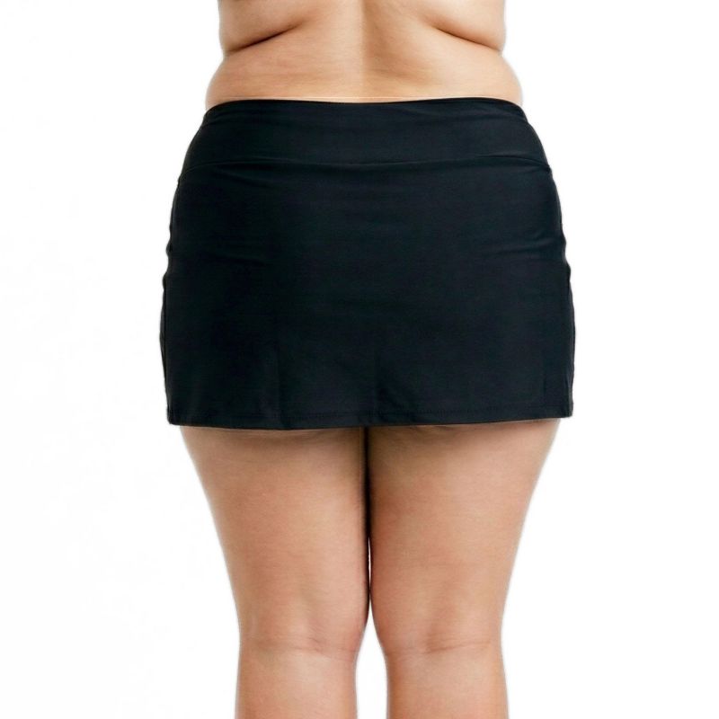 Plus Size Chlorine Resistant High Waisted Mini Swim Skirt With Shorts