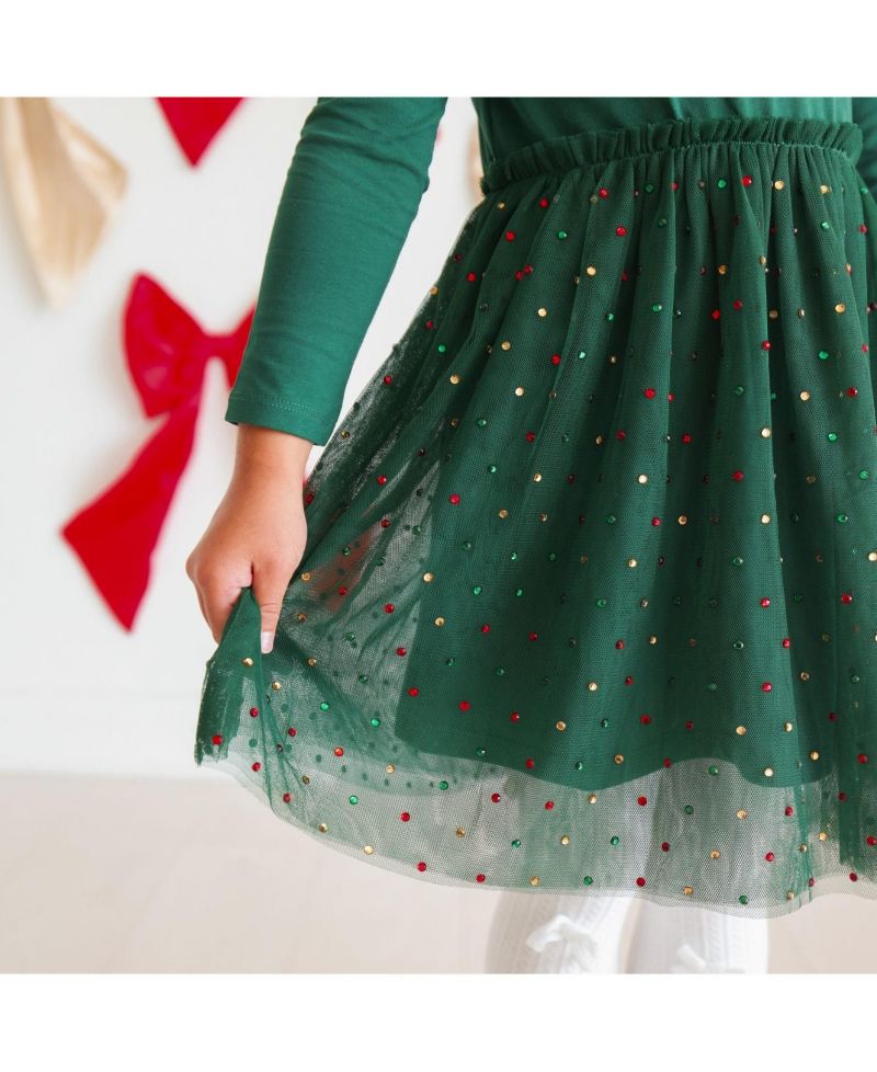 Girls' 4-16 Christmas Long-Sleeve Tutu Dress