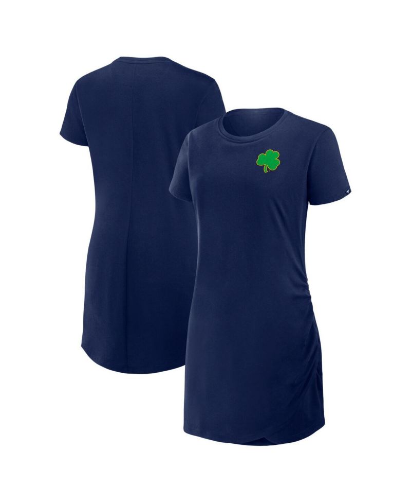 Women's Navy Notre Dame Fighting Irish Relaxed Fit Drape T-Shirt Dress