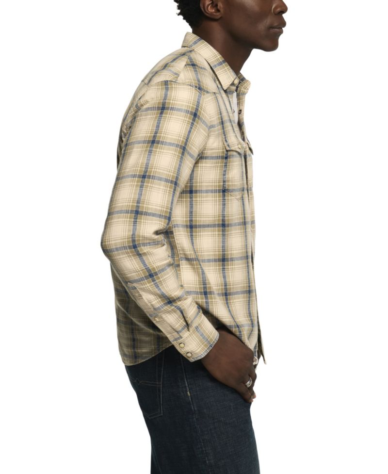 Men's Indigo Plaid Long-Sleeve Western Shirt