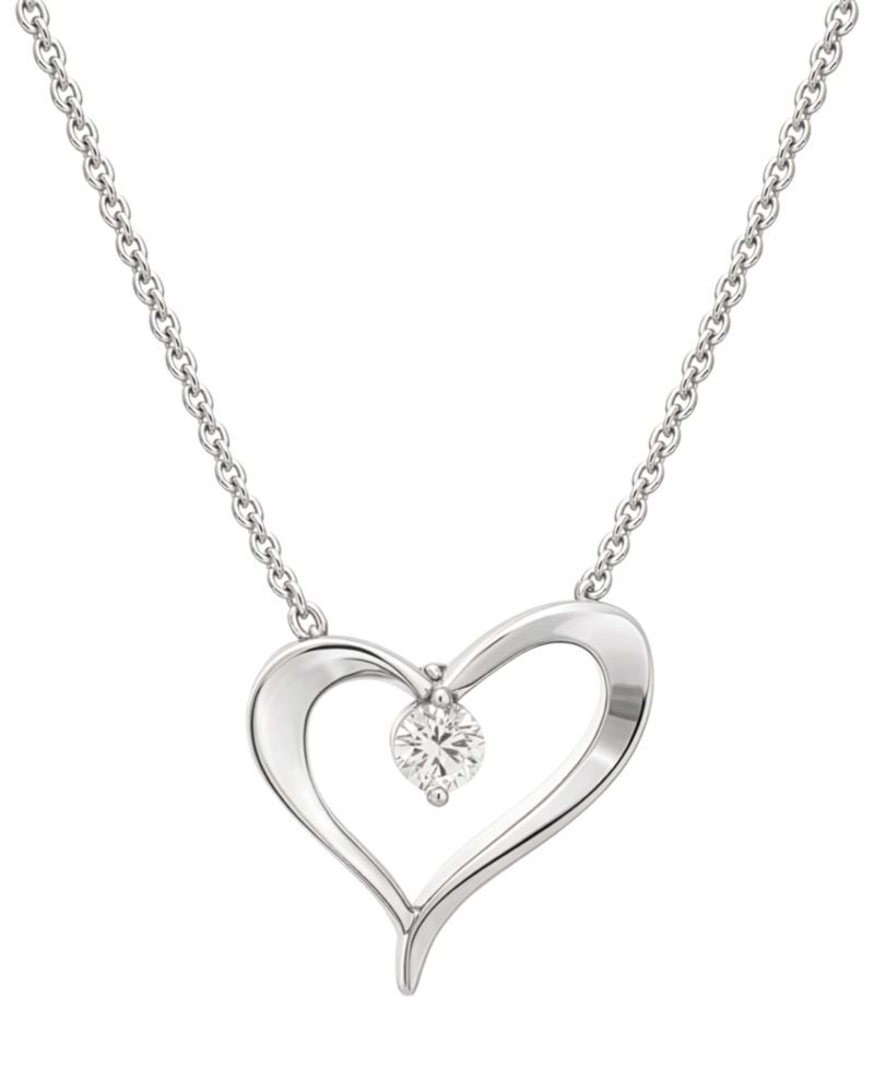 Lab Grown Diamond Heart Pendant Necklace (1/10 ct. t.w.) in Sterling Silver