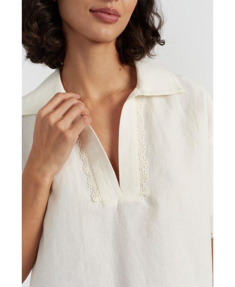 Women's Chinti and Parker Linen-Blend Scallop Tunic Dress