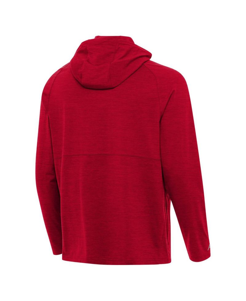 Men's Heather Red Indiana Hoosiers Spikes Quarter-Zip Hoodie