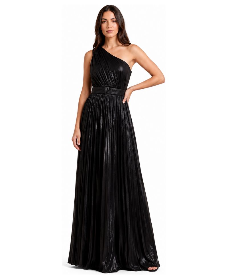 Plus Size One Shoulder Metallic Dress