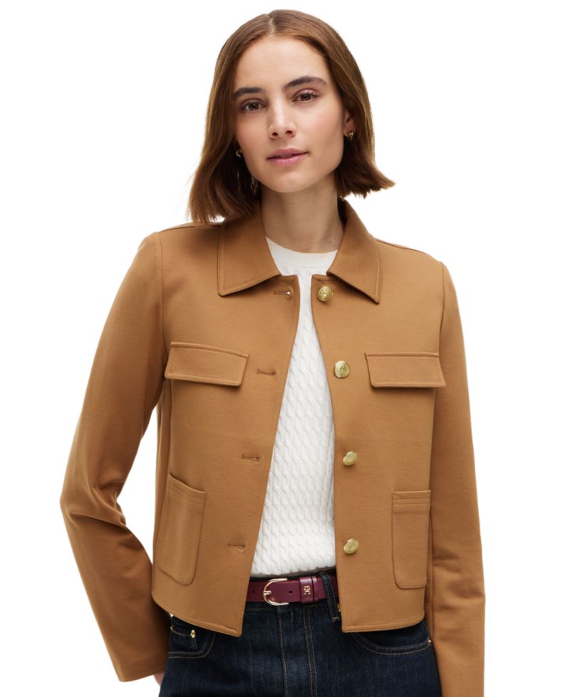 Women's Ponte Knit Band Collar Jacket