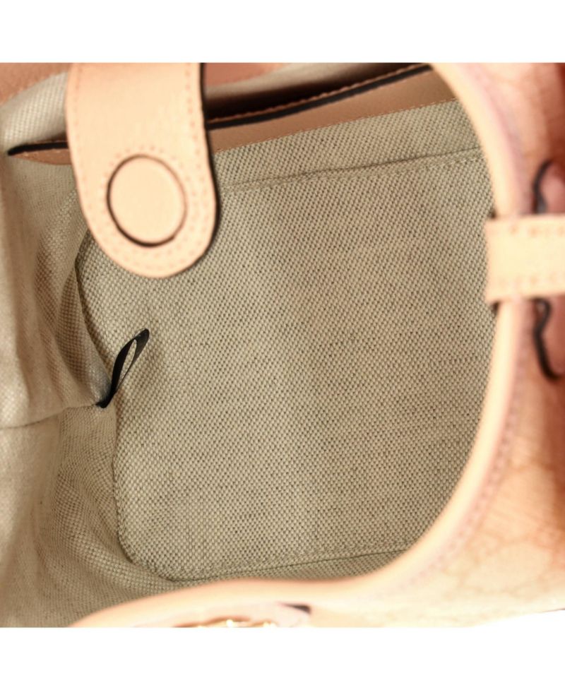 Small Ophidia Open Bucket Bag GG Coated Canvas with Leather