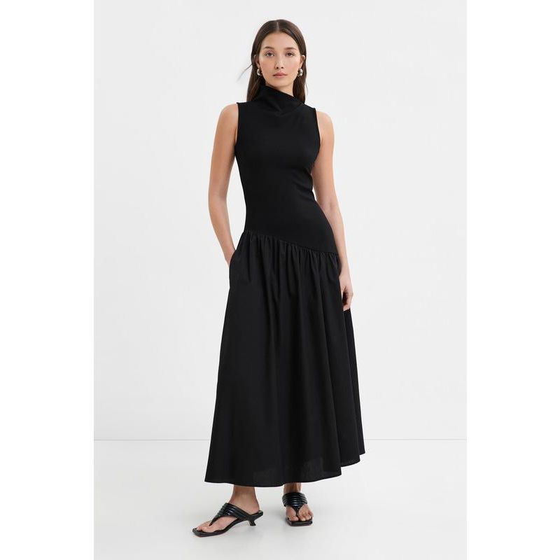 Women's Hutton Fitted Bodice Cotton A-Line Maxi Dress with Side Pocket