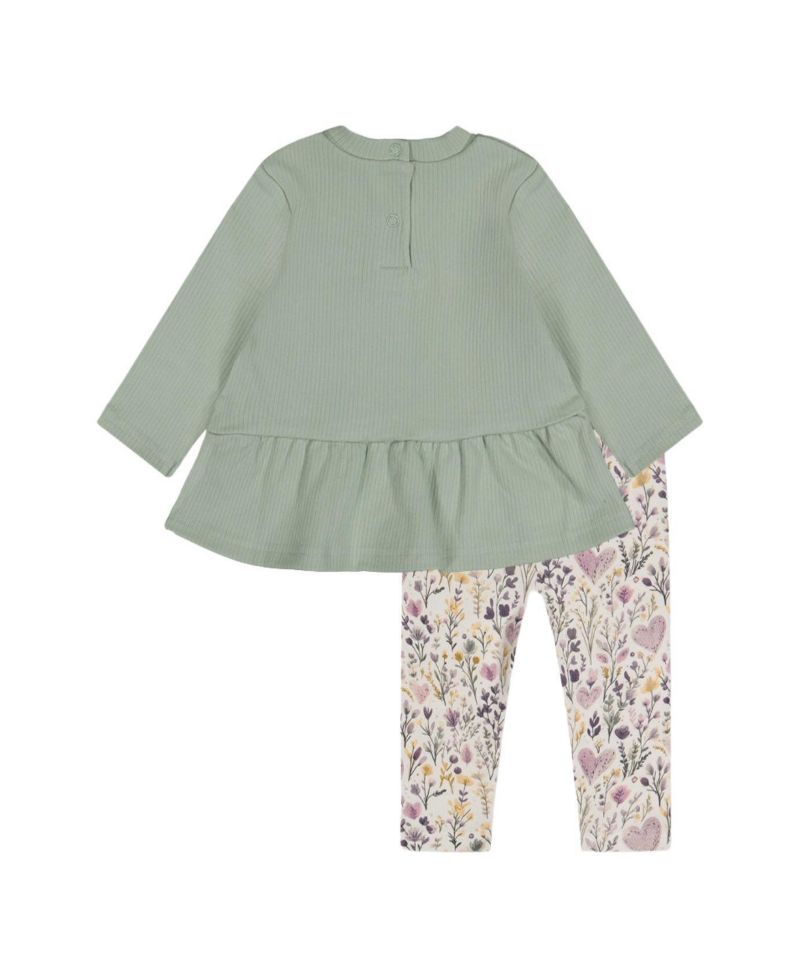 Baby Girls ( 3M to 24 M ) Organic Cotton Peplum Tunic and Legging Set Heart Print