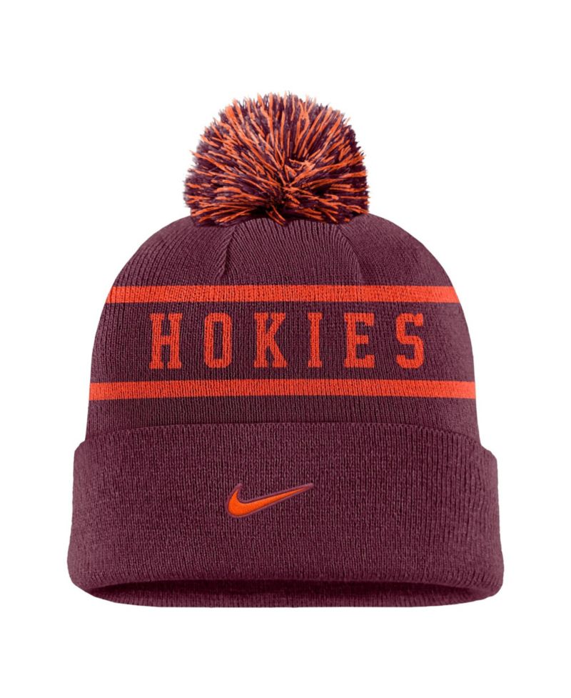 Men's Maroon Virginia Tech Hokies Peak Cuffed Knit Hat with Pom