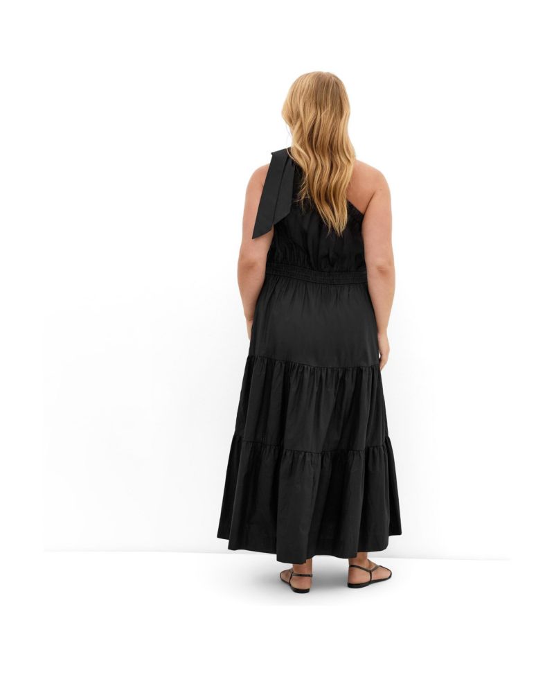 Plus Size Haylee One-Shoulder Tiered Cotton Maxi Dress