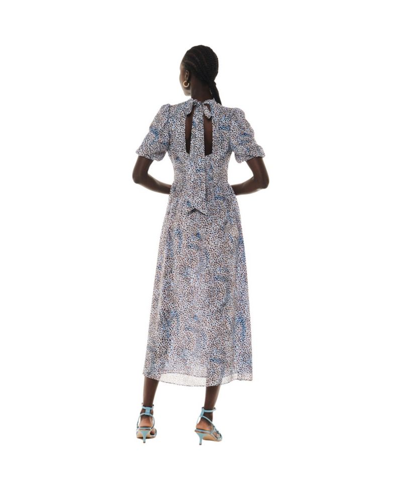 Women's High Neck Fit and Flare Midi Dress