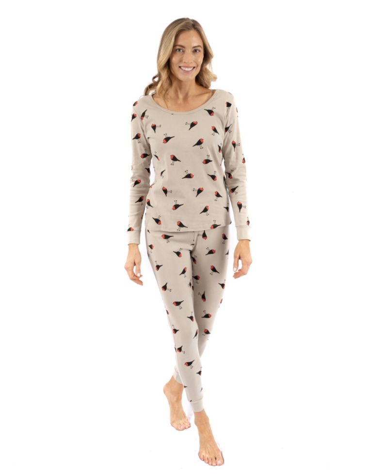 Women's Matching Family Two-Piece Cotton Long Sleeve Shirt and Pants Print Pajamas