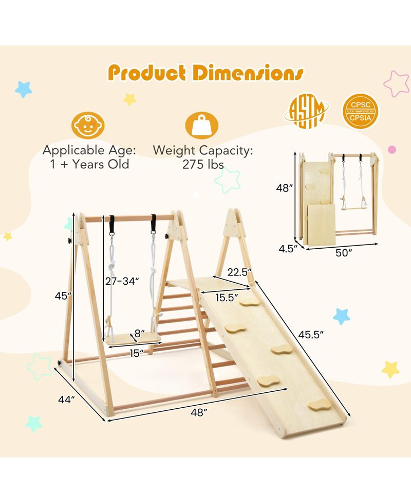 5-in-1 Foldable Adjustable-Swing Jungle Gym