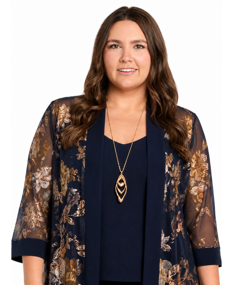 Plus Size Top, Pants, & Jacket, 3-Piece Set