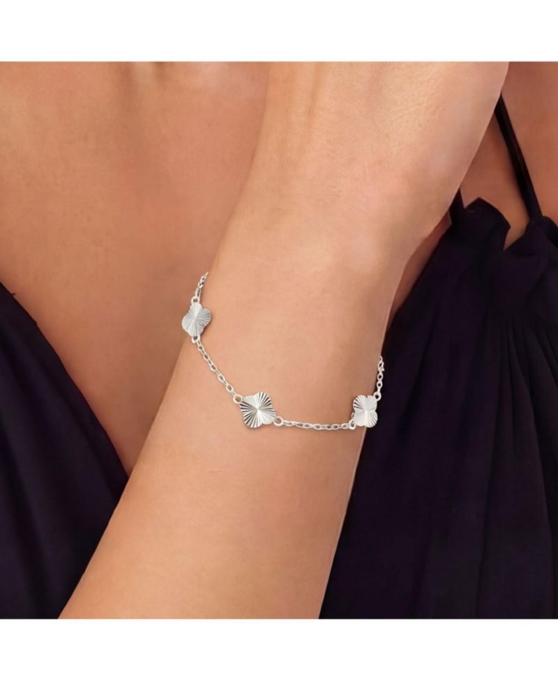 Mini Fluted Clover Bracelet Sterling Silver