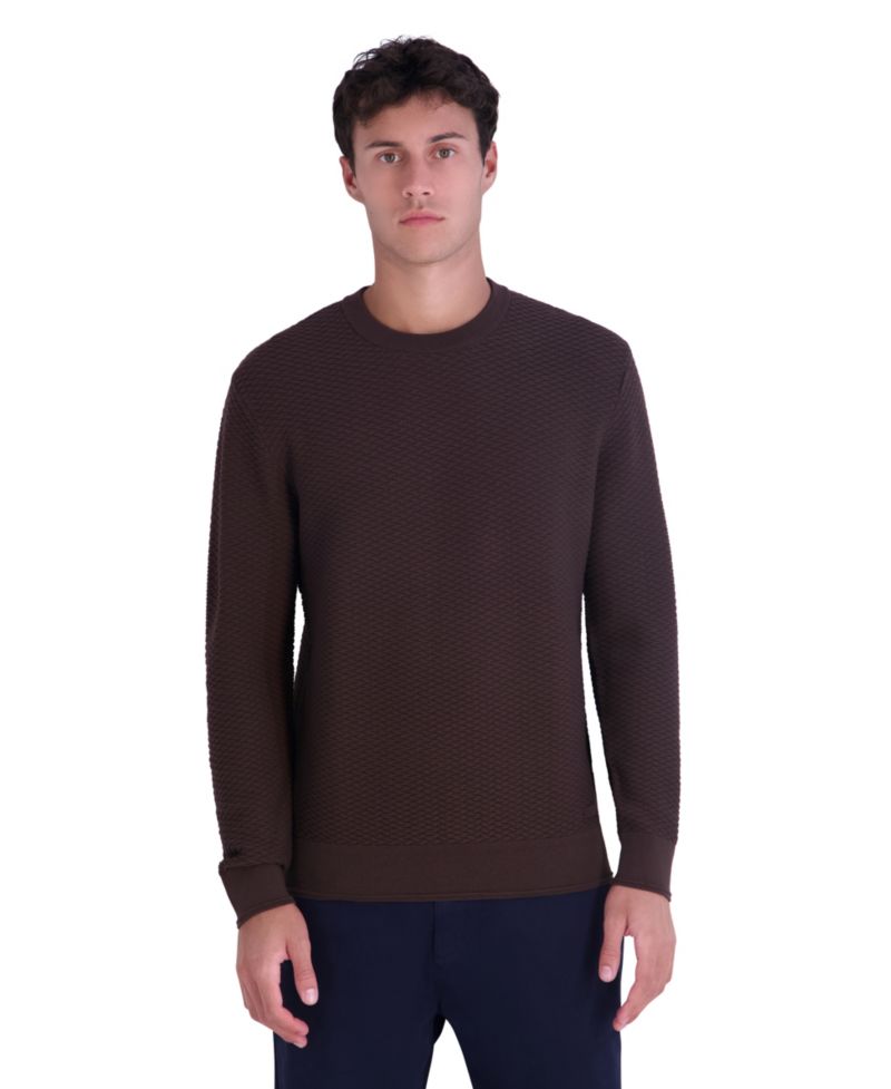 Men's Textured Crewneck Modern-Fit Sweater