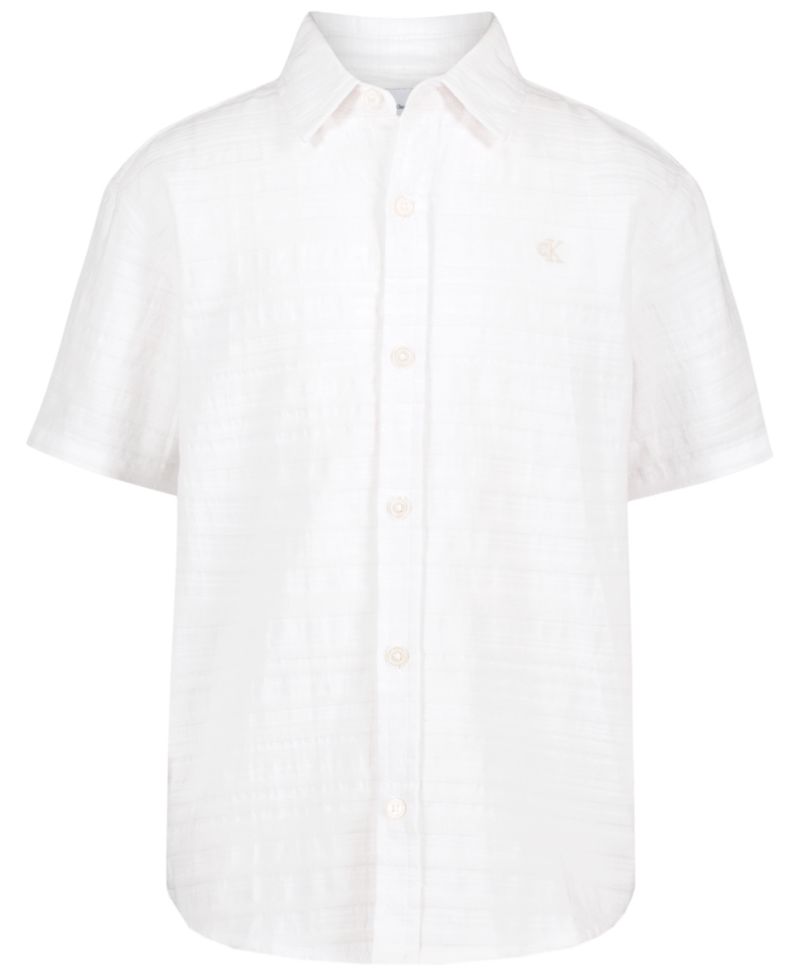 Boys' 8-20 Texture Stripe Woven Short-Sleeve Shirt