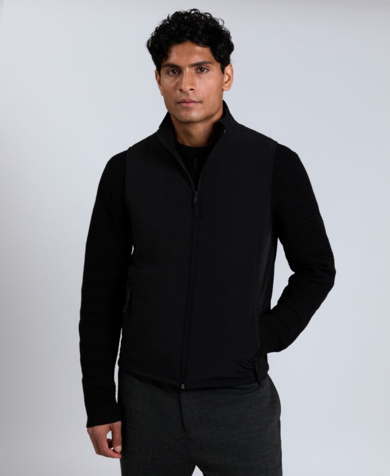 Men's Mixed Media Mock Neck Vest