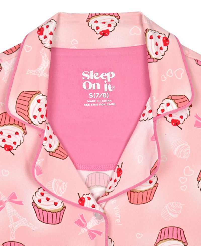 Girls' 7-16 Milky Cupcake Print Short Coat and Shorts with Headband, 3-Piece Set