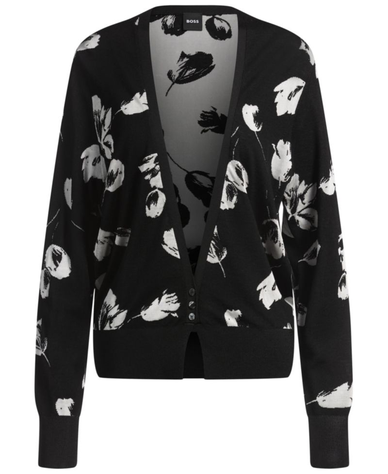BOSS by Women's Merino Wool-Blend Cardigan