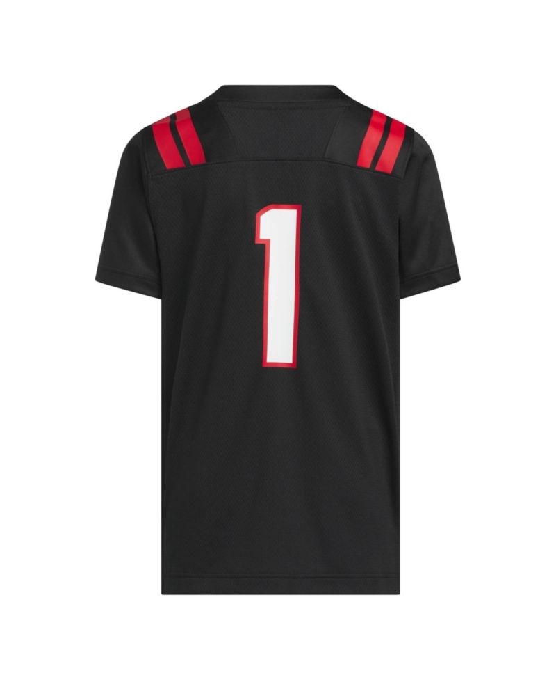 Big Boys and Girls #1 Black Nebraska Huskers Our Red Burns Brighter Strategy Football Jersey