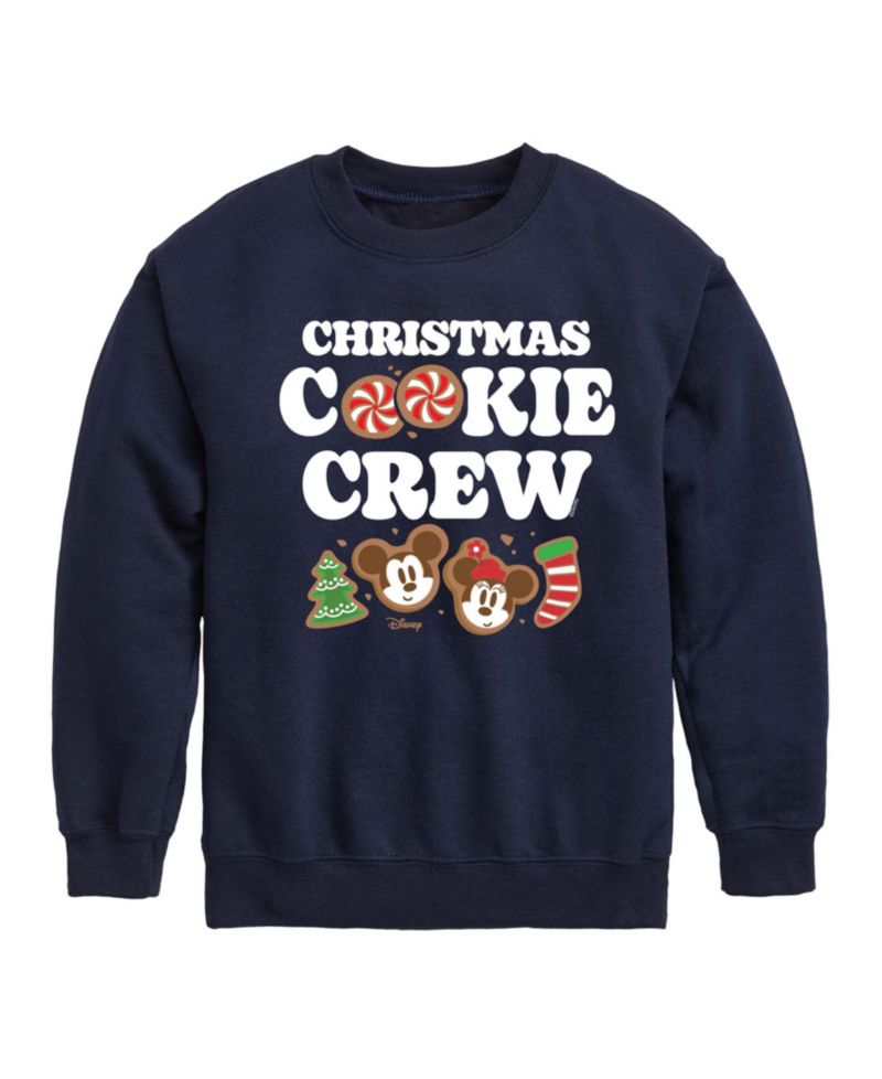 Boys' 8-20 Mickey and Minnie Christmas Cookie Crewneck Graphic Long-Sleeve Sweatshirt