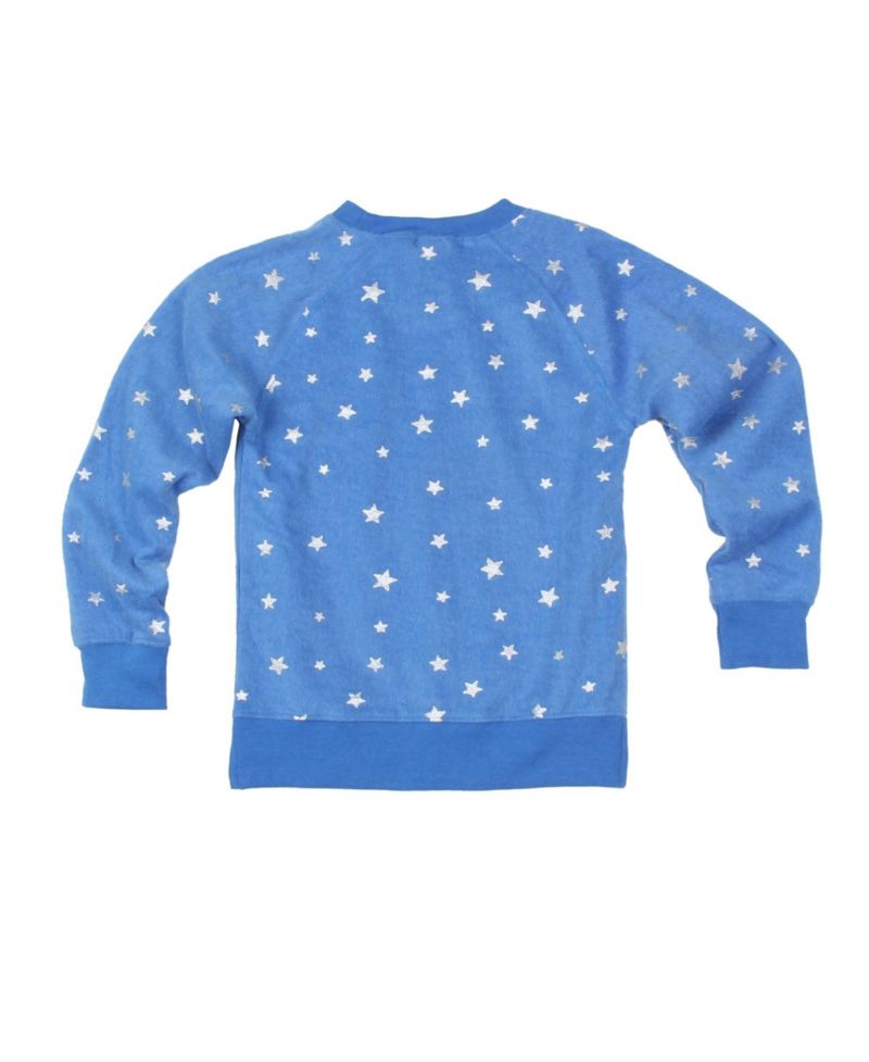 Big Girls Blue Detroit Lions Shimmer Star Reverse Sweatshirt