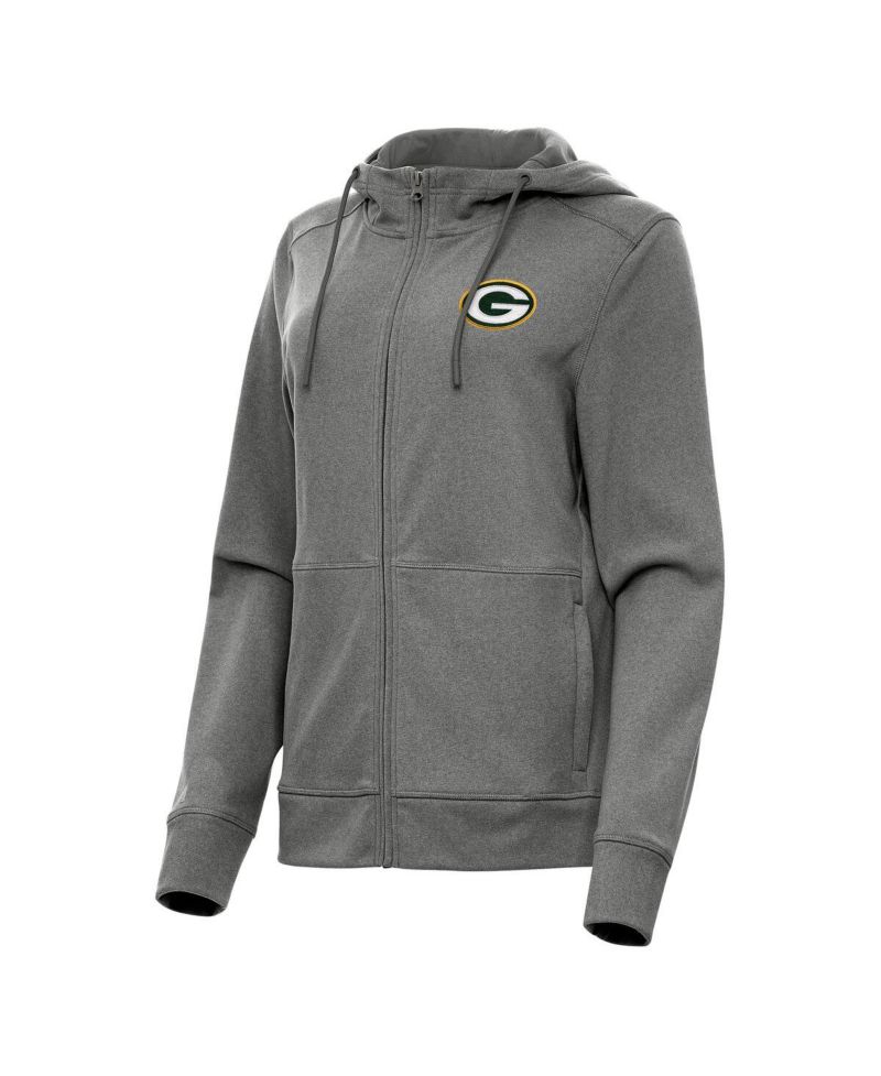 Women's Heather Charcoal Green Bay Packers Seeker Full Zip Hoodie Jacket