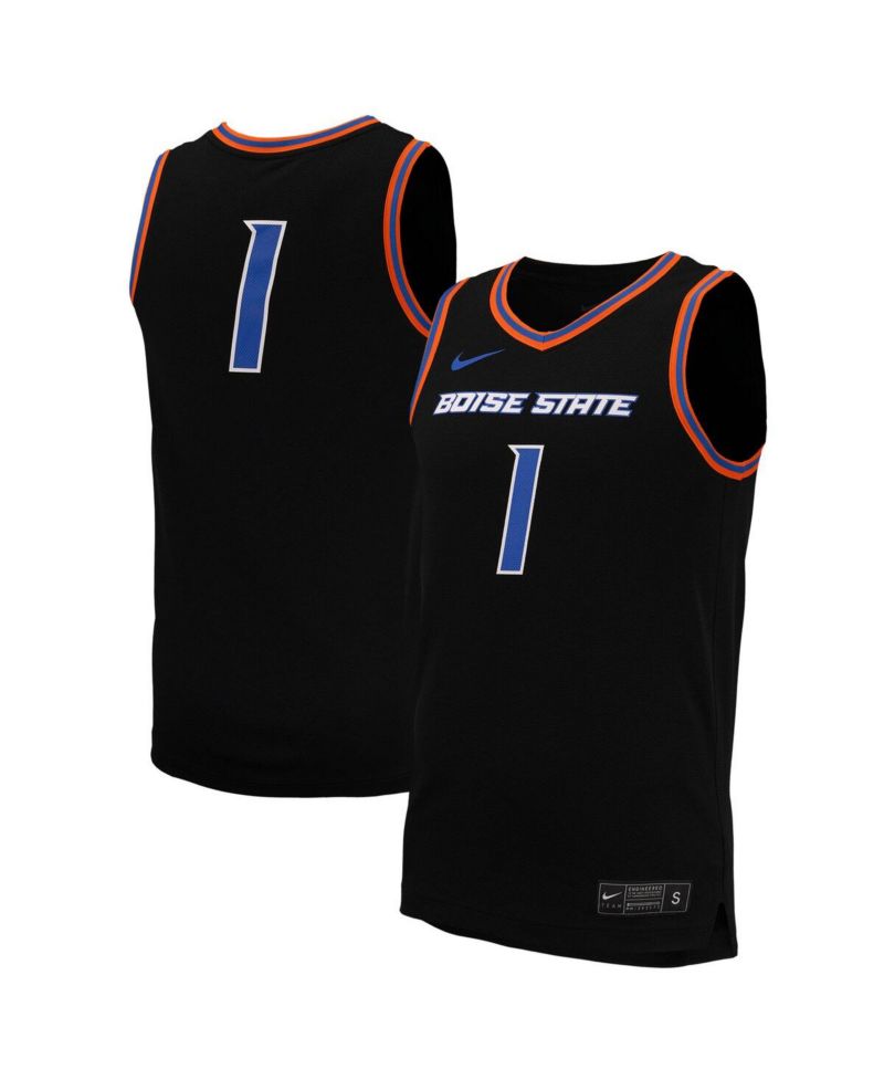 Men's #1 Black Boise State Broncos Replica Basketball Jersey