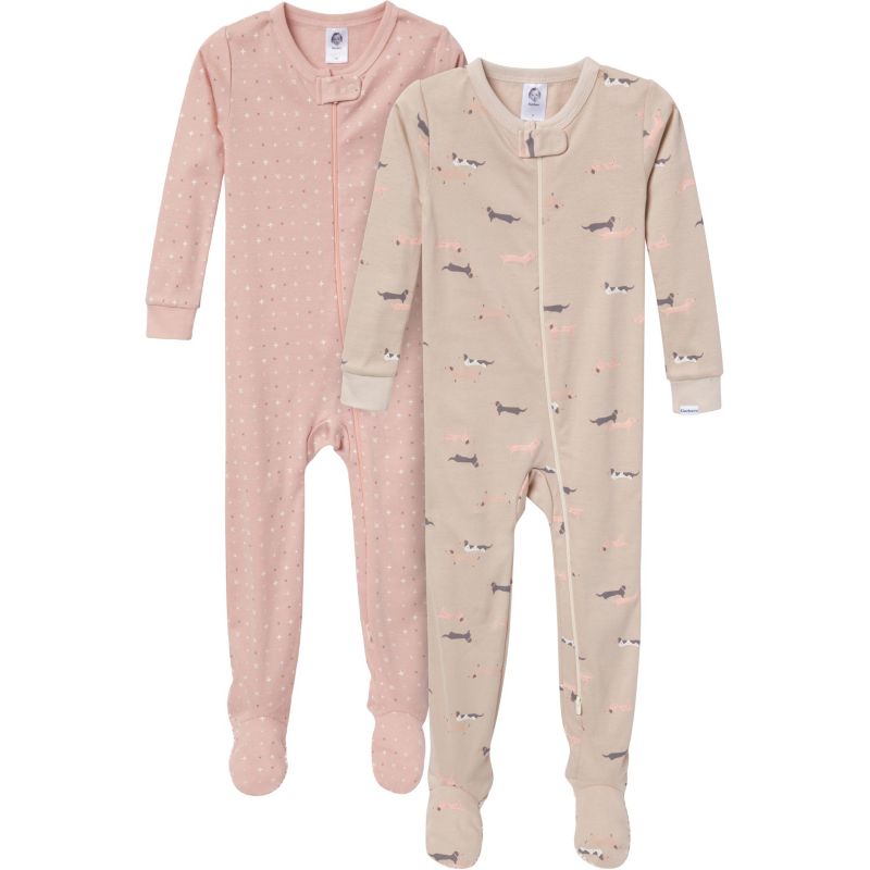 Baby Gender Neutral Snug Fit Footed Pajamas, 2-Pack, Dog