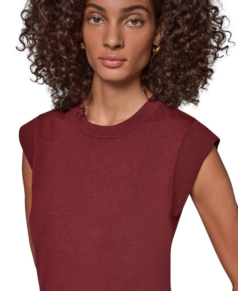 Women's Extended Shoulder Sleeveless Crewneck Sweater
