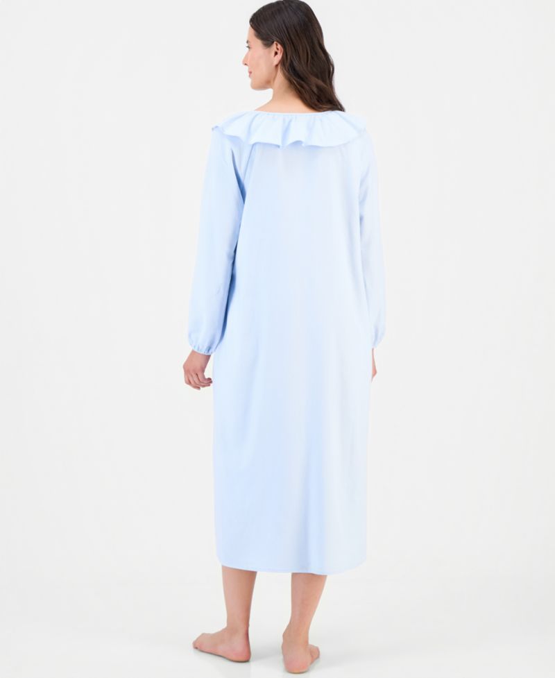 Women's Flannel Scoop-Neckline Ruffle-Detail Nightgown