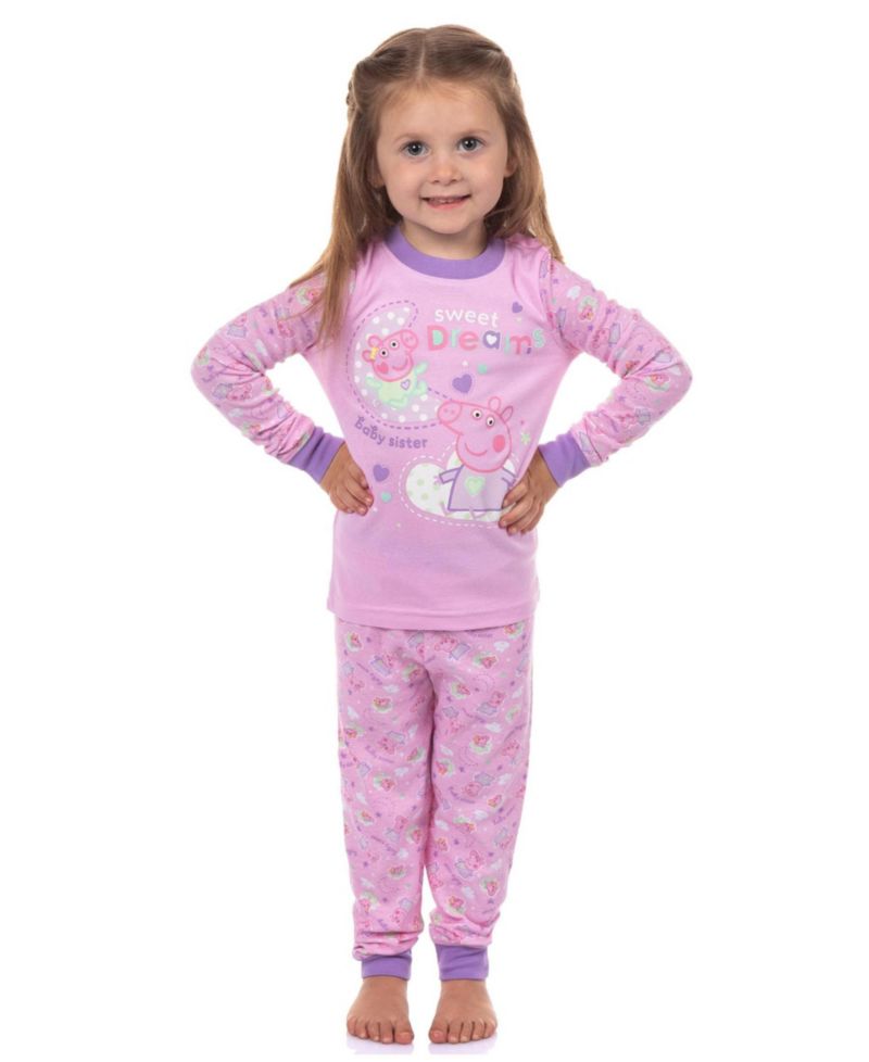 Toddler Girls Pajamas 2T-6 Sweet Dreams 2Piece Tight Fit Long-Sleeve Shirt Pajama Pant Set