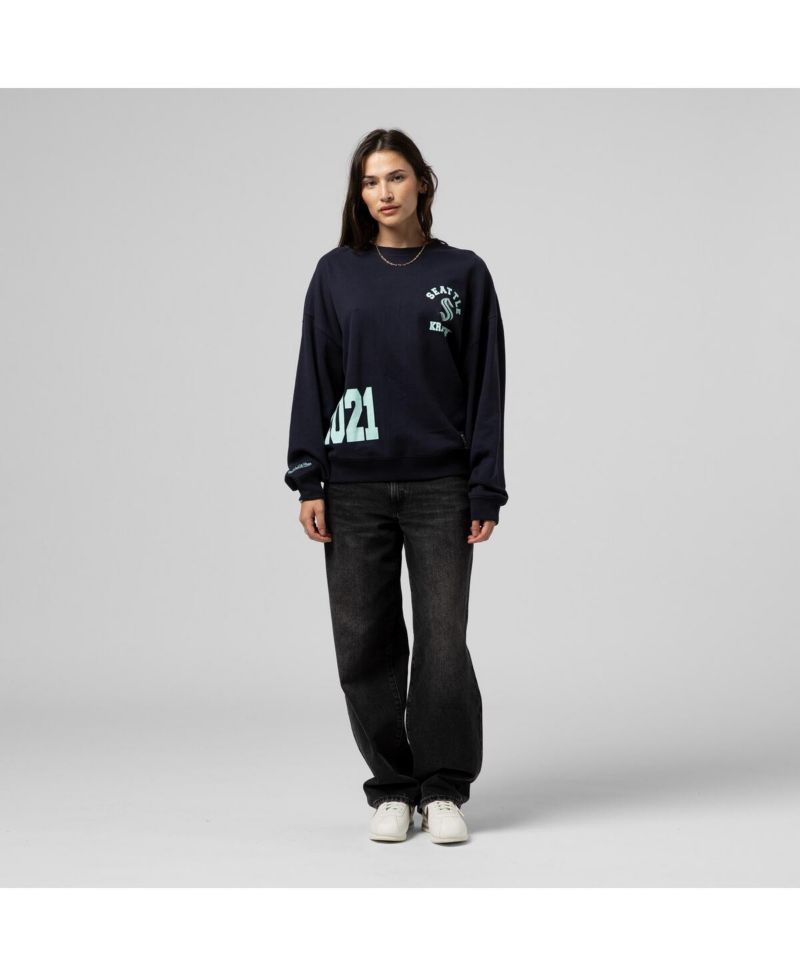 Women's Deep Sea Blue Seattle Kraken Vintage Crewneck Sweatshirt