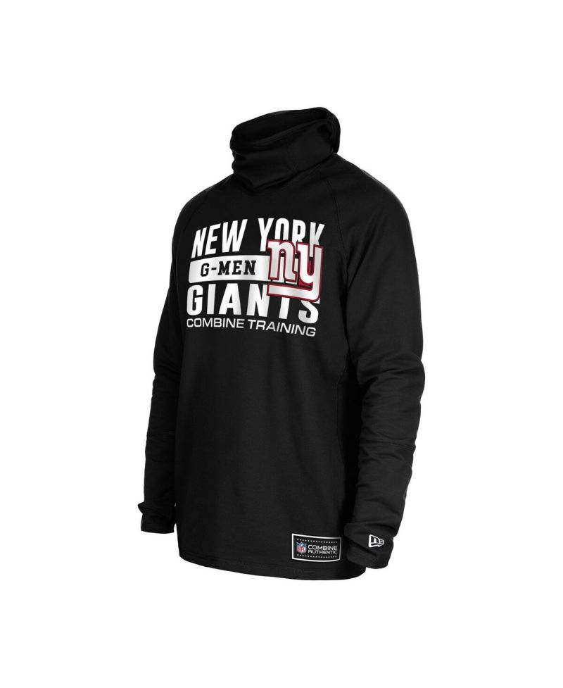 Men's Black New York Giants Functional Fandom Balaclava Helmet Stripe Tri-Blend Hoodie