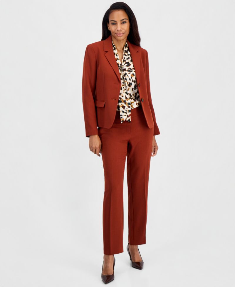 Women's Long Sleeve Stretch Crepe Two Button Blazer