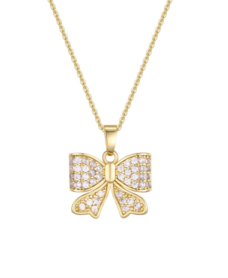 Cubic Zirconia Bow Pendant Necklace