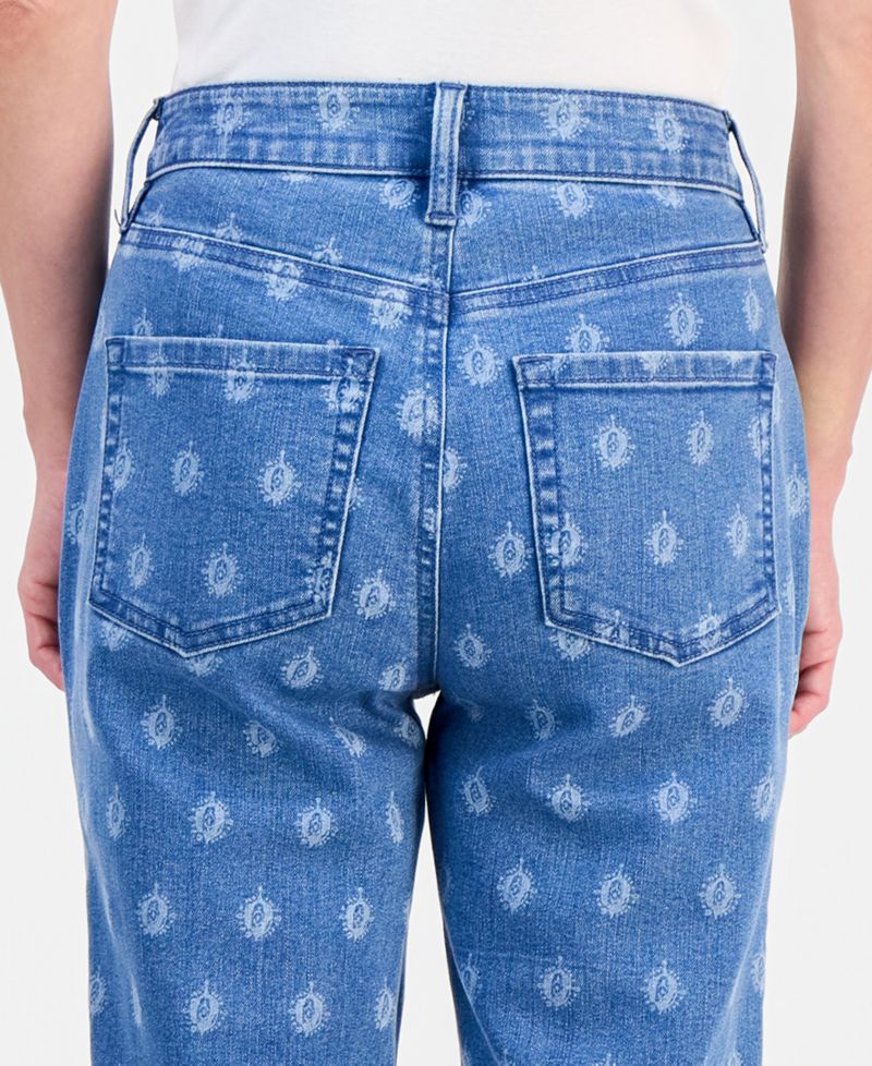Petite Printed High-Rise Straight Jeans