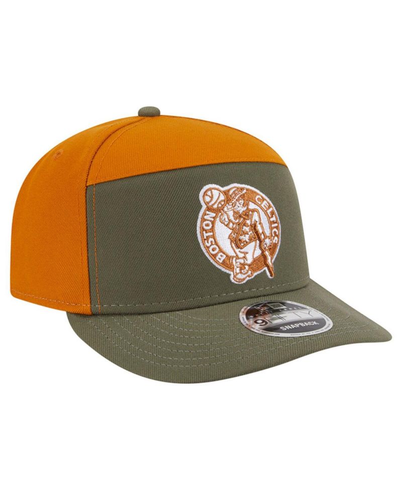 Men's Olive/Burnt Orange Boston Celtics Two-Tone Color Pack Split Panel 9FIFTY Adjustable Hat