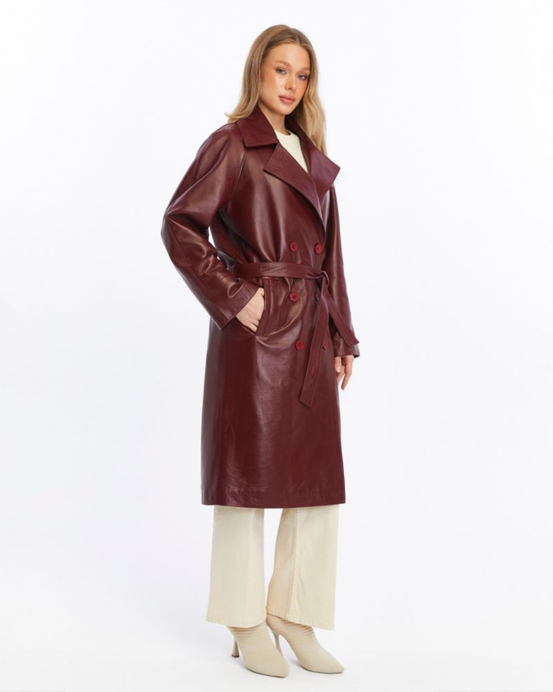 Women's Sloane Leather Trench Coat
