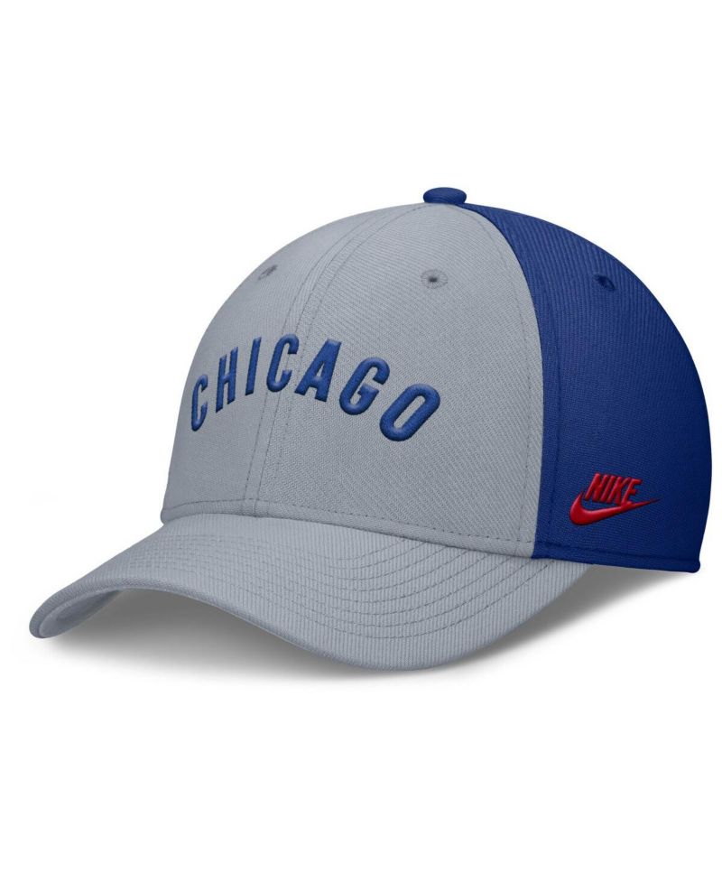 Men's Gray/Royal Chicago Cubs Rise Swoosh Performance Flex Hat