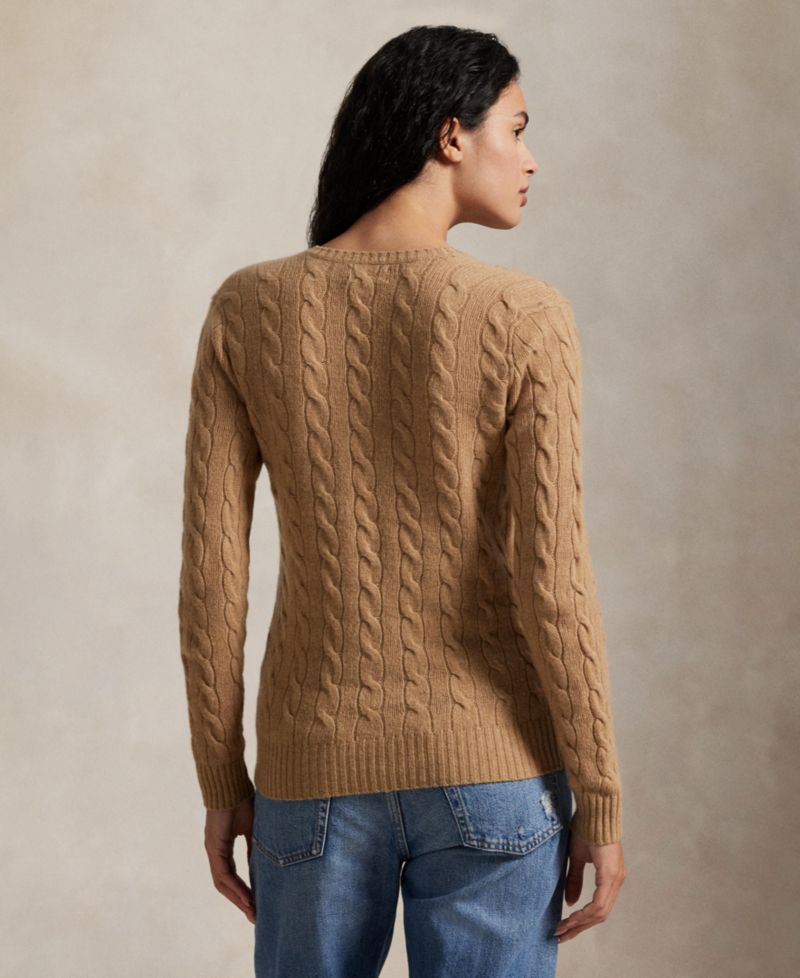 Women's Cable Wool-Cashmere V-Neck Sweater